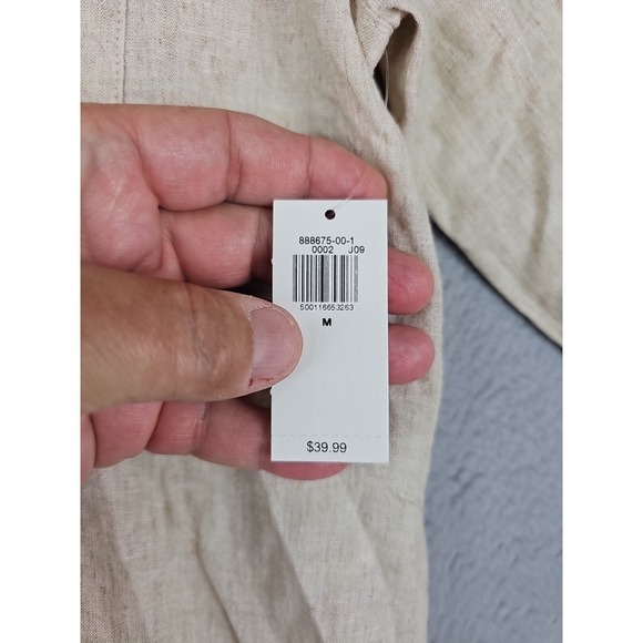 New Old Navy Linen-Blend Button-Down The Boyfriend Shirt Size Medium Beige $40 - Picture 4 of 12